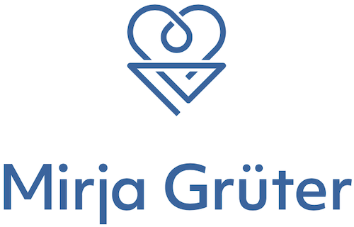Mirja Logo Herzgrafik in blau.
